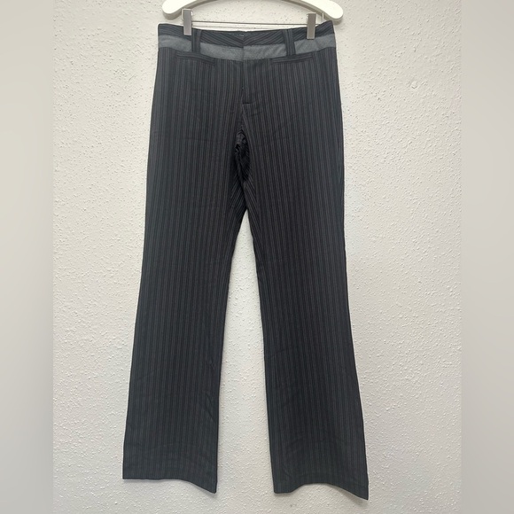 Grass Collection Gray Straight Leg Pants with Subtle Pattern - Picture 1 of 4